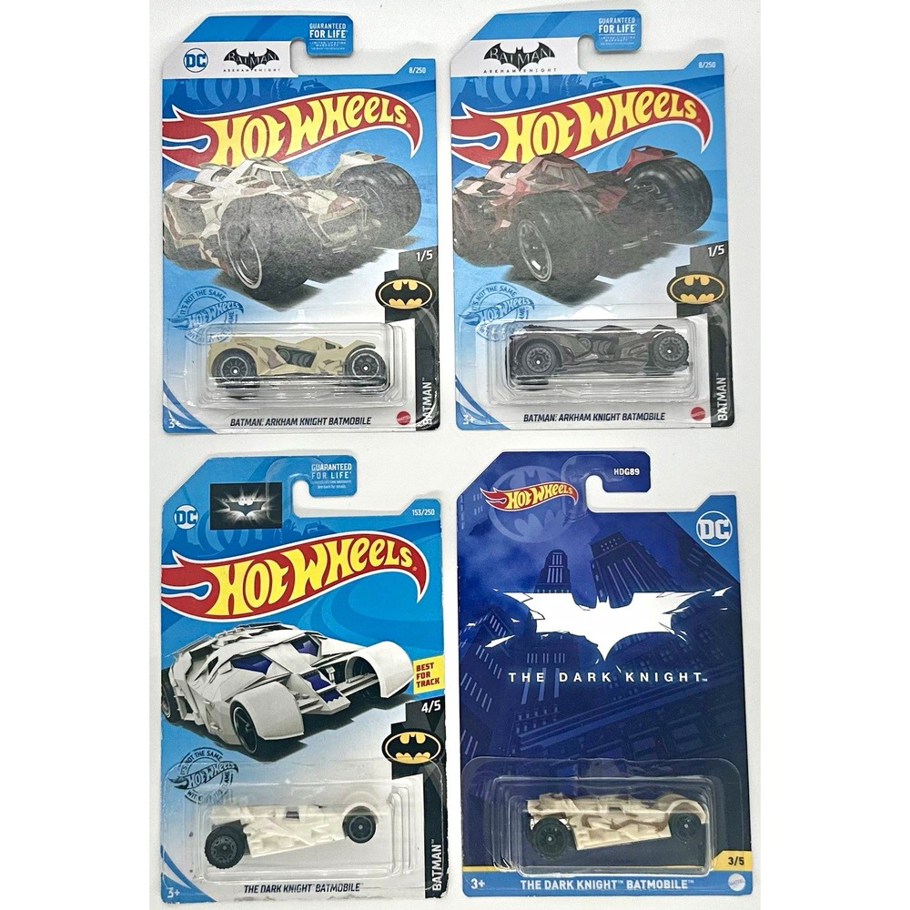 Hot Wheels Batmobile Lot of 4 Batman Arkham Knight + Dark Knight 1:64 Sealed